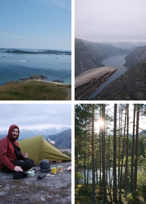 Postkarte mit Fotos einer Norwegen-Reise im Freien